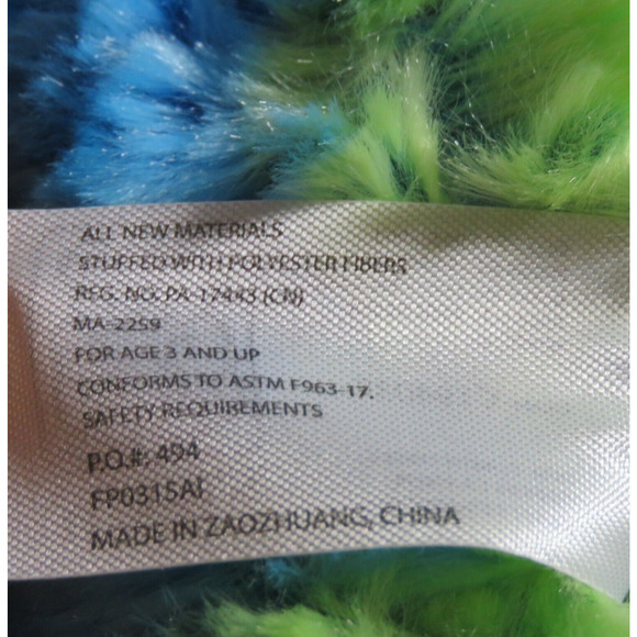 Plush Sitting Bear Green Blue 10” Multicolor Soft Stuffed Toy Animal Plushie - Picture 11 of 16